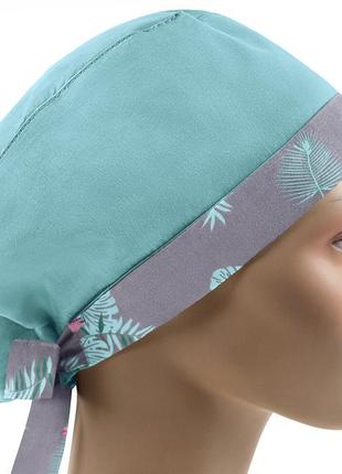 Медицинская шапочка шапка женская тканевая хлопковая многоразовая принт фламинго