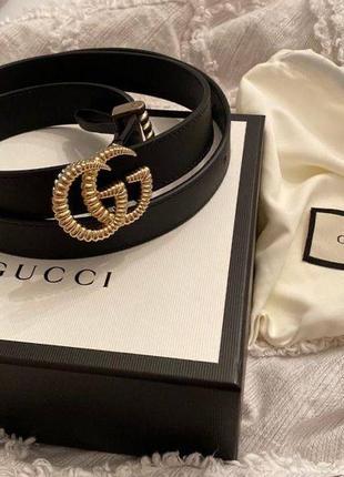 Чёрный кожаный пояс ремень гуччи gucci4 фото