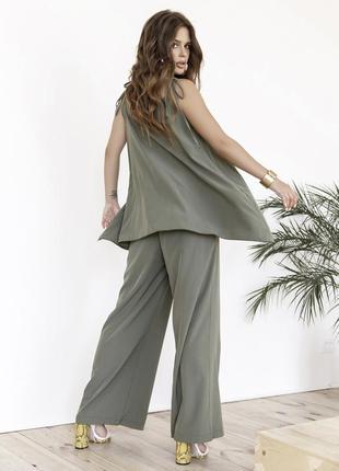Костюм штаны палаццо и блуза (майка) персиковый хаки4 фото