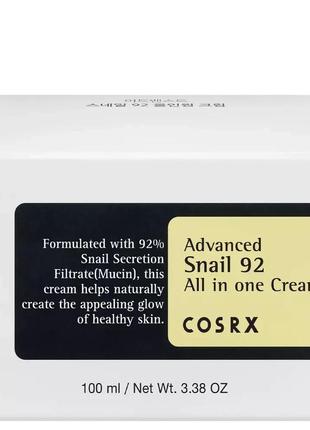 Крем с улиточным муцином cosrx advanced snail 92 all in one cream 100ml3 фото