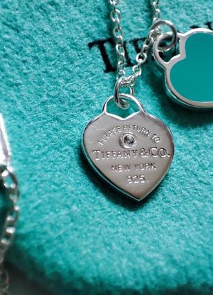 Кулон два сердца тиффани подвеска сердечко цепочка
