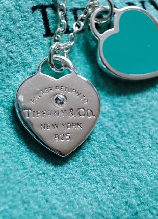 Кулон два сердца тиффани подвеска сердечко цепочка