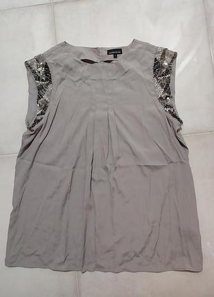 Блузка з бісером сіра