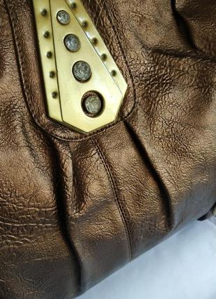 Новая вместительная сумка цвета коричневый металлик4 фото