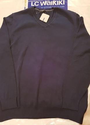 Синій чоловічий светр lc waikiki / лз вайкікі з v-подібним вирізом2 фото