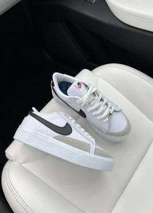 Кроссовки кроссы найк блайзер nike blazer low white black (высокая подошва)