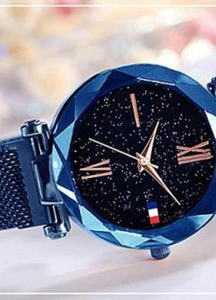 Женские часы starry sky watch на магнитной застёжке синие2 фото
