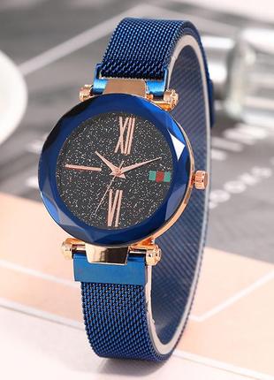 Женские часы starry sky watch на магнитной застёжке синие4 фото