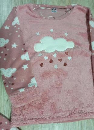 Підліткові теплі дитячі піжами фліс махра для дівчинки, 8-10 років, різні3 фото