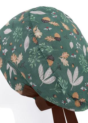 Медична шапочка шапка жіноча тканинна бавовняна багаторазова принт жолуді2 фото