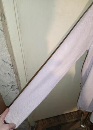 Трикотажная,бледно-розовая туника-блузка с карманами,в рубчик,большого размера,isolde8 фото