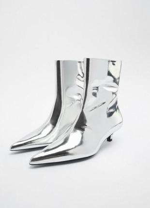 Металлизированные кожаные ботинки zara1 фото