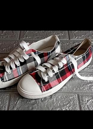 💙💛стильные кеды клетка стелька 25,5 🙃 нюанс