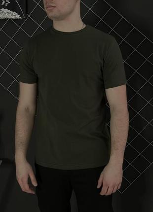 Мужская футболка базовая хаки летняя / спортивная однотонная футболка хлопковая