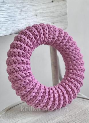 Вязаный декоративный венок из трикотажной пряжи,декор для дома, цвет пион