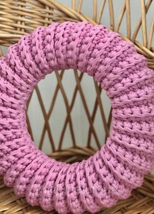 Вязаный декоративный венок из трикотажной пряжи,декор для дома, цвет пион