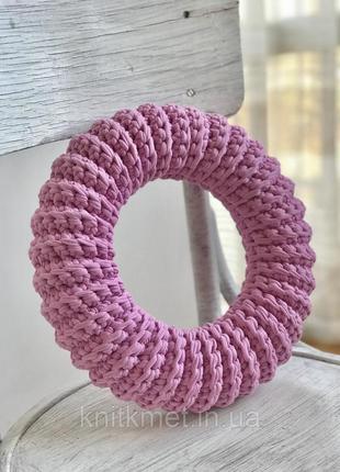 Вязаный декоративный венок из трикотажной пряжи,декор для дома, цвет пион