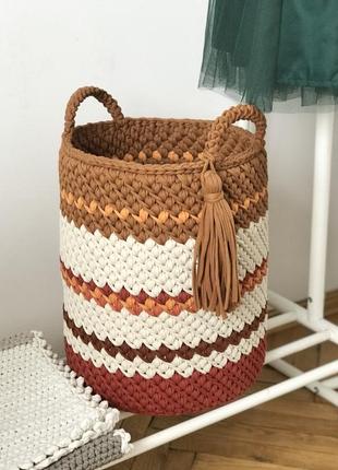 Великий кошик 27х35 см, авторська декоративна корзина для білизни та іграшок декор для дому