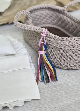 Шнур бавовняний колір імбир 4 мм для в'язання килимів, корзин, декору3 фото