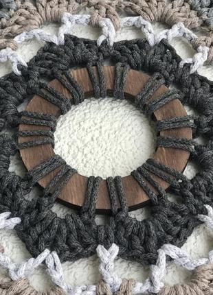 Панно круглое,мандала 32 см хлопковая ажурная,вязаная крючком,ручная работа,декор для...