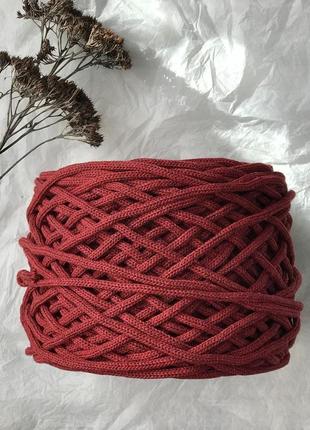 Шнур хлопковый цвет бордо 4 мм для вязания ковров,корзин,декора