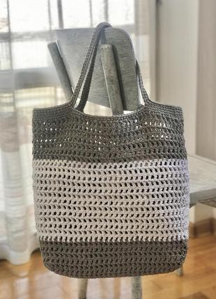 Авоська юстина вязаная модная женская сумка, летний шоппер, торба,стильная сумка на...