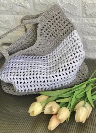 Авоська юстина вязаная модная женская сумка, летний шоппер, торба,стильная сумка на...
