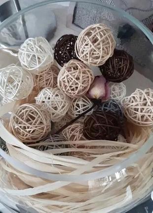 Шарики декоративные из ротанга 3 см, декор для дома, цвет оранж