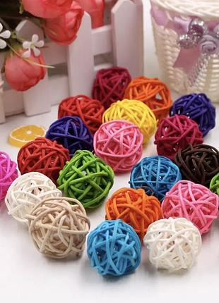 Шарики декоративные из ротанга 3 см, декор для дома, цвет оранж