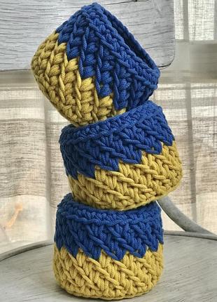 Корзина синьо-жовта, патріотичний декор, органайзер для зберігання, кашпо для квітів, український сувенір,подарунок