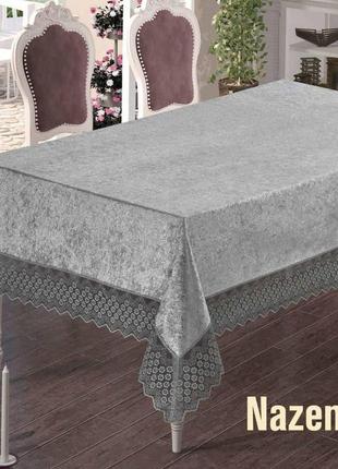 Скатертина велюр maison royale 160x350 nazende grey