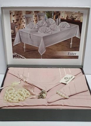 Скатерть set maison royale 160x300+12 psc ester powder