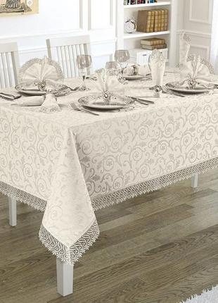 Скатертина kdk set maison royale 160x400+12 psc cream