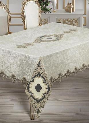 Скатерть велюр maison royale 160x220 yildiz cream