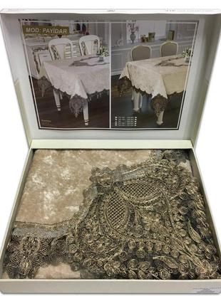 Скатерть велюр acme tekstil 110x160 payidar gold