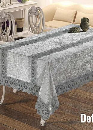 Скатертина велюр maison royale 160x220 defne grey