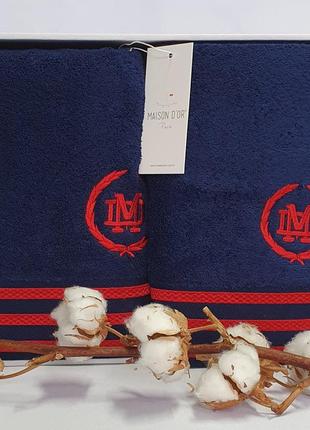 Рушники maison d'or 3шт delon navy/red