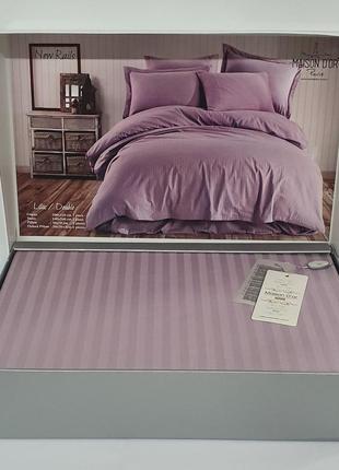 Постільна білизна maison d'or сатин страйп 160х220 rails lilac