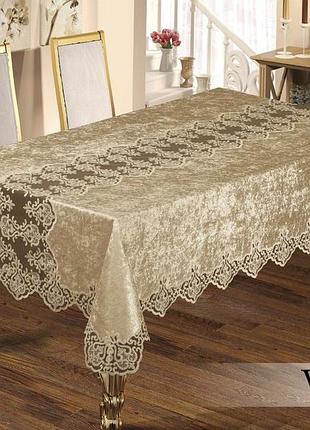 Скатертина велюр maison royale 160x300 violetta cappucino