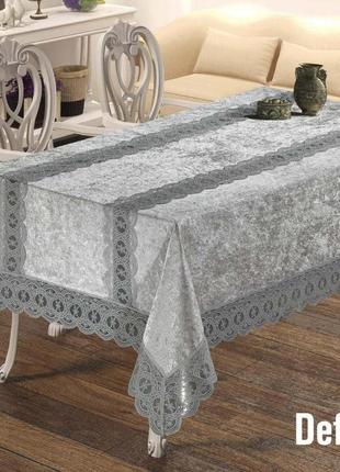 Скатертина велюр maison royale 160x300 defne grey