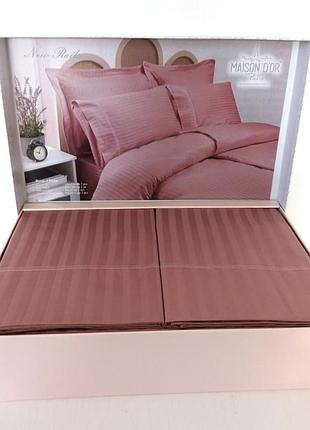 Постельное белье maison d'or сатин страйп семейный new rails rosa