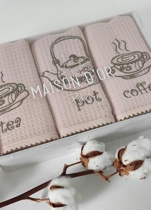 Рушники maison d'or 3шт waffle terry napkins 40x70 rose