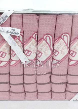 Набір кухонних рушників maison d'or 6шт 50x70 ekose rose