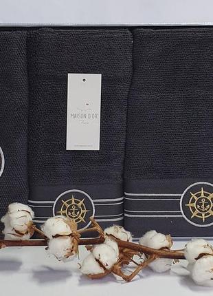 Рушники maison d'or 3шт elegance marine antracite