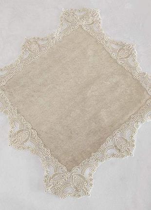 Салфетка велюровая acme с кружевом 45*45 odin cappicino