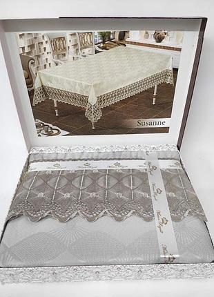 Скатерть с кружевом maison royale 140x180 susanne grey