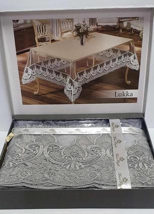 Силіконова скатертину з мереживом maison royale 160х300 lukka grey