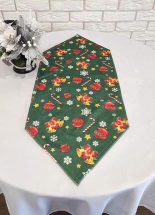 Дорожка "print" велюр sagol 35х90 новогодняя yesil