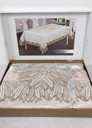 Скатертина велюр maison royale 160x350 arda cappucino