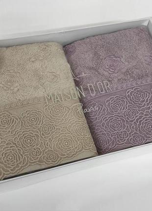 Полотенца maison d'or 2шт roesia estee beige lilac